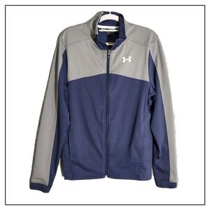 Under Armour Men Track Jacket S Loose Blue Zip Warm Up Workout Golf Athleisure